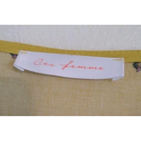 Ces Femme Dress Size L Maxi Boho Festival Yellow Crossover V Neck Front Floral - Picture 4 of 10